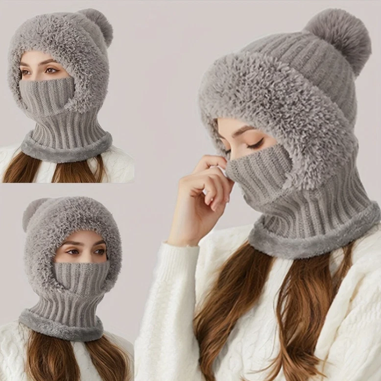 Women's Winter Warm Fleece Knitted Hat and Scarf 