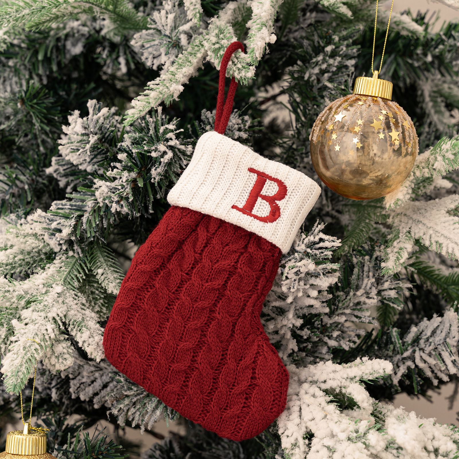 Purely Hand Knitted Christmas  Monogram Socks