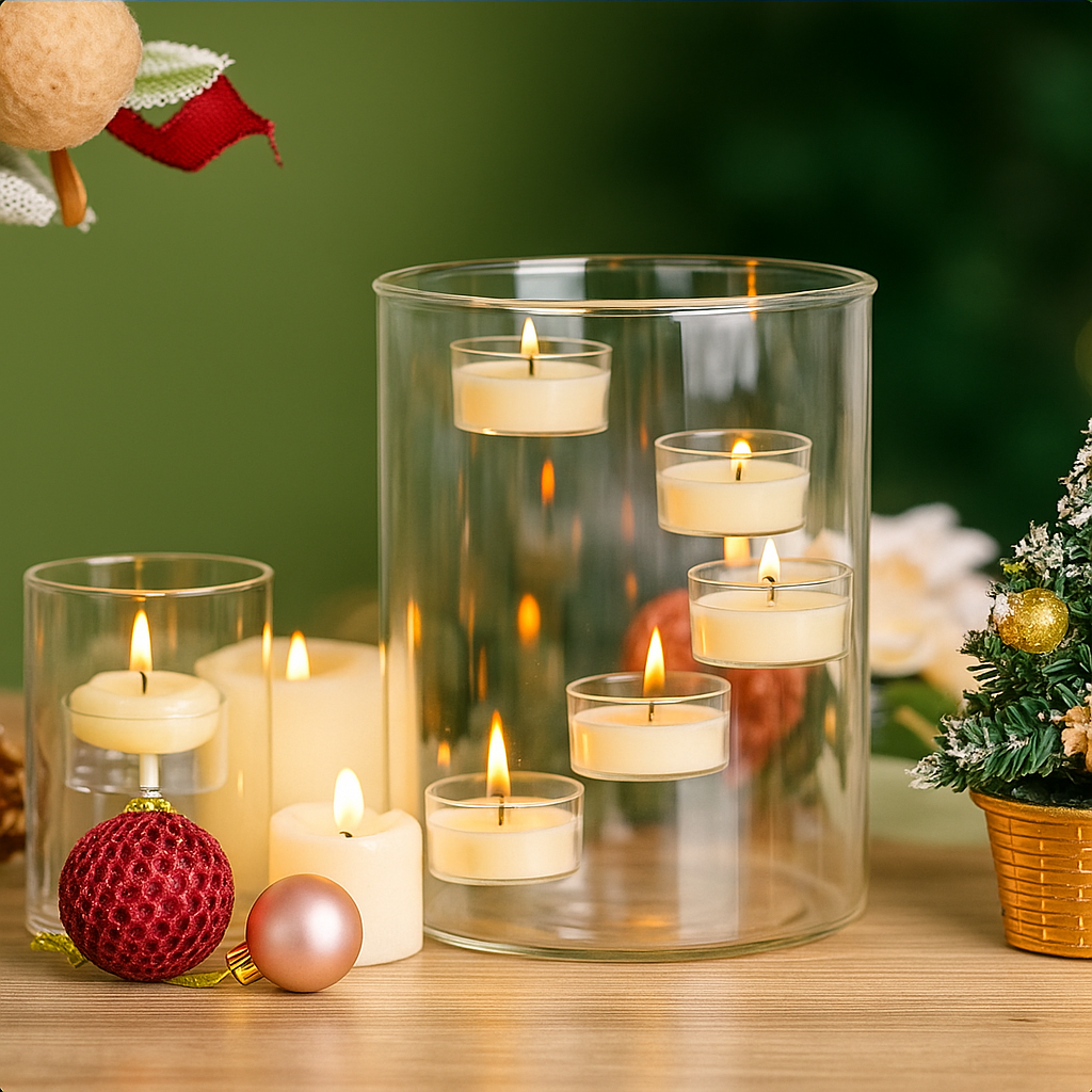 🎄Early Christmas Sale-Modern Clear Cylindrical Glass Tea Light Holder