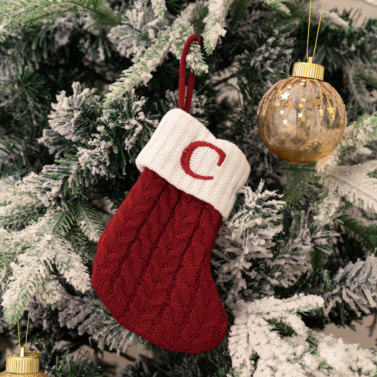 Purely Hand Knitted Christmas  Monogram Socks