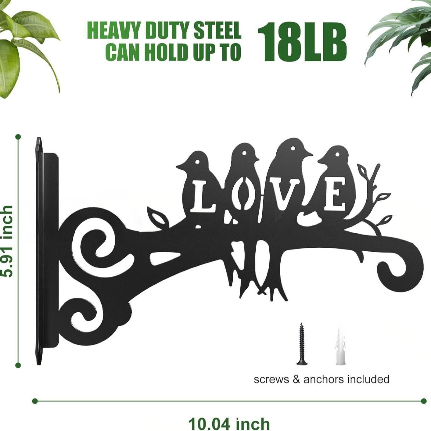 Hummingbird Decorative Metal Wall Plant Hanger Bracket, 8" Heavy Duty, 25 lbs Capacity