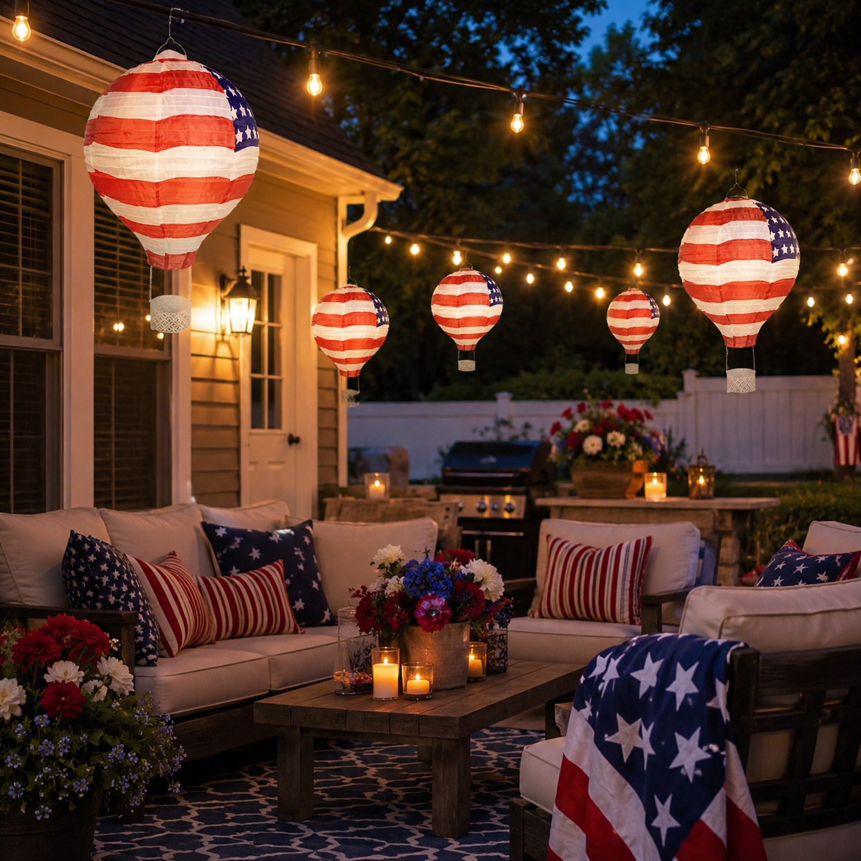 Hot Air Balloon Solar Lantern with Flickering Flame Light