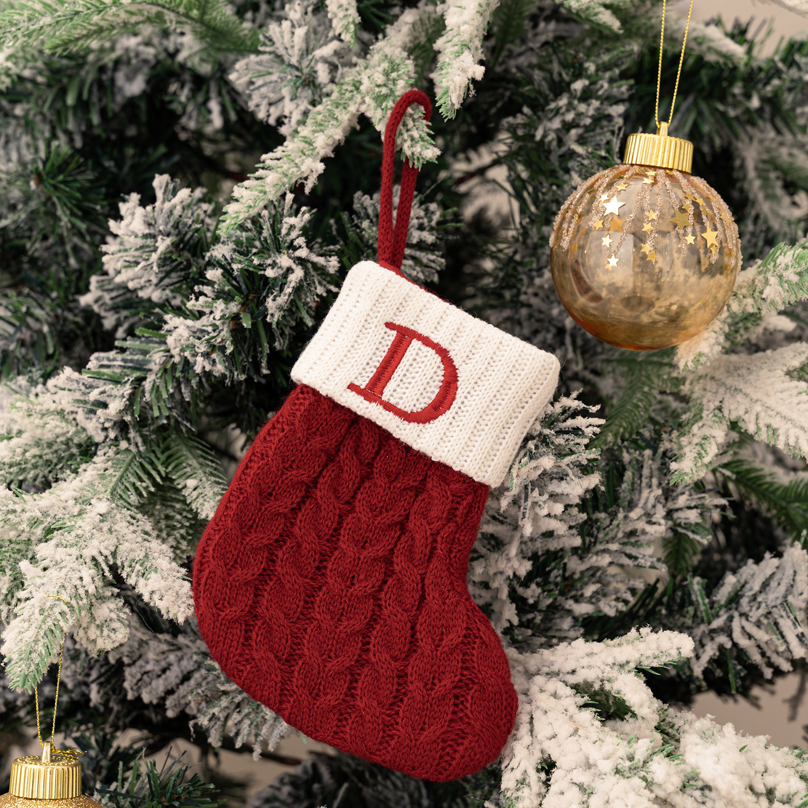 Purely Hand Knitted Christmas  Monogram Socks