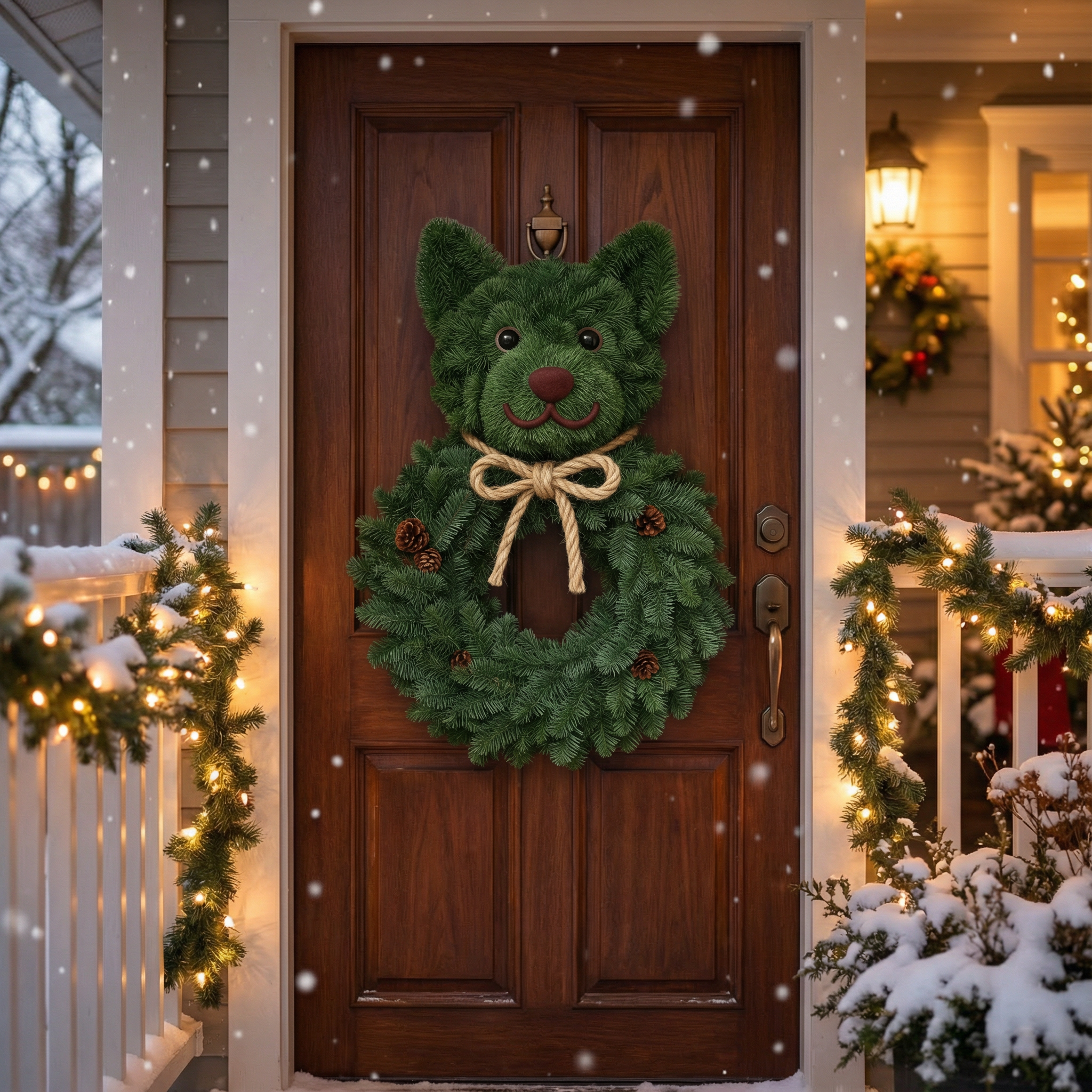 Perfect Puppy Christmas Evergreen Wreath
