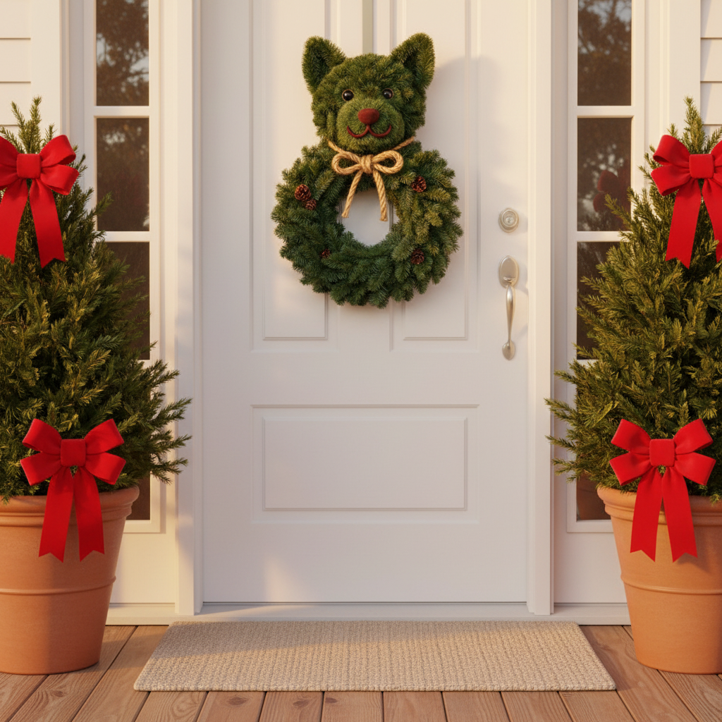 Perfect Puppy Christmas Evergreen Wreath