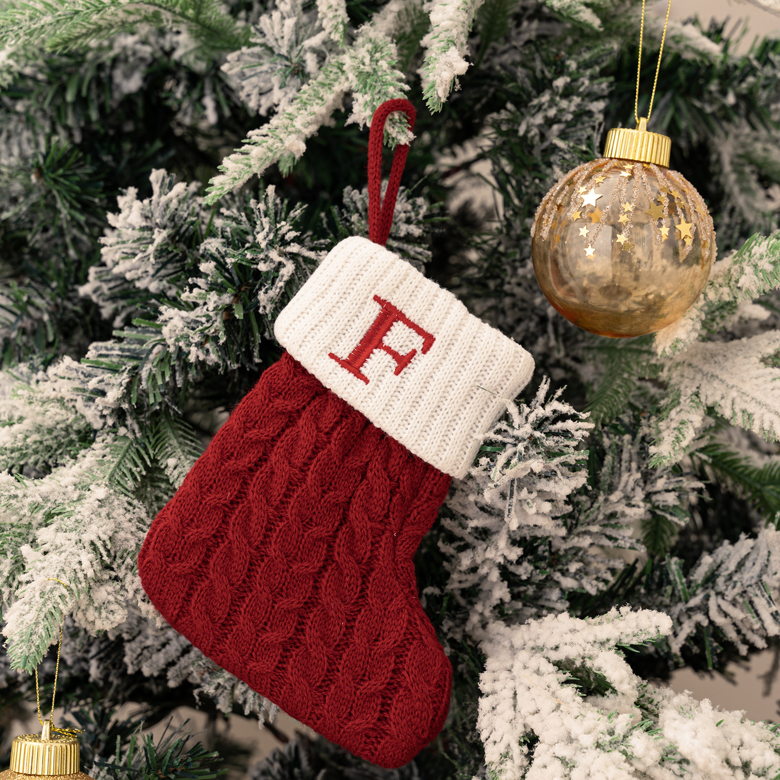 Purely Hand Knitted Christmas  Monogram Socks
