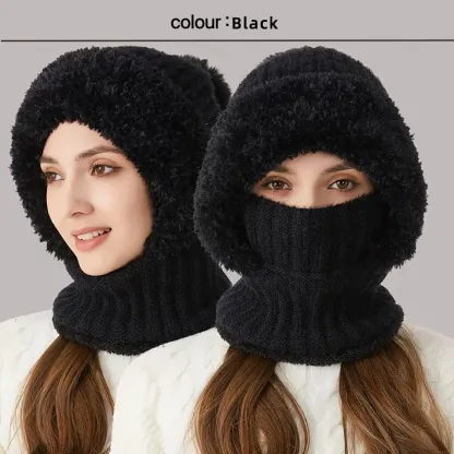 Women's Winter Warm Fleece Knitted Hat and Scarf 