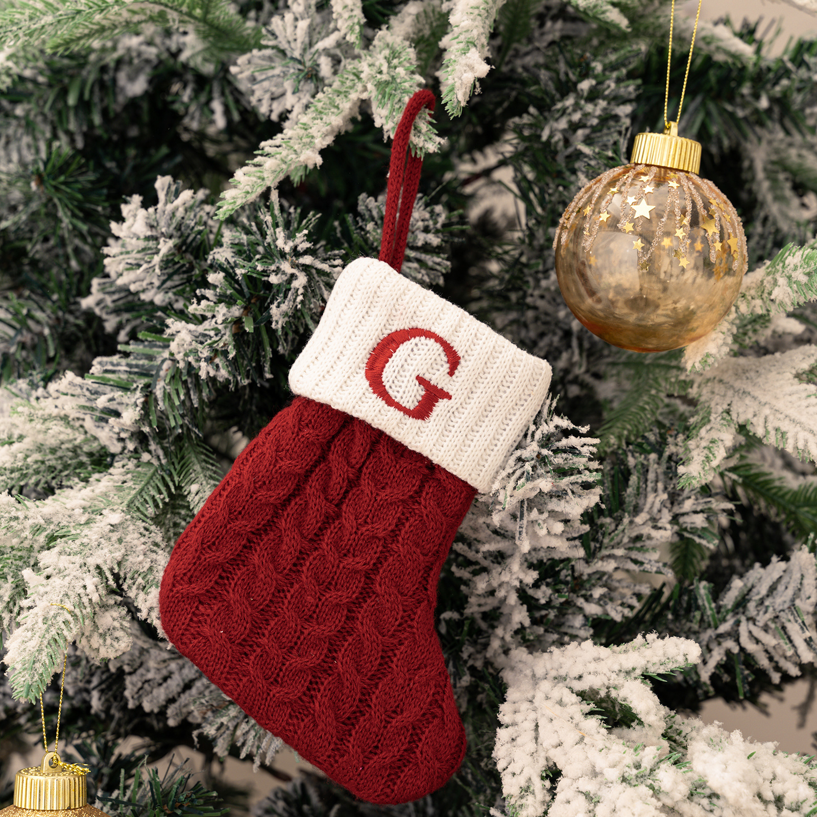 Purely Hand Knitted Christmas  Monogram Socks