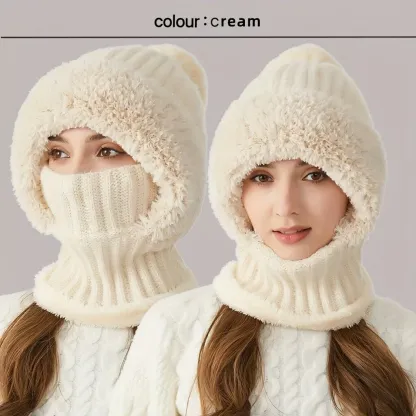 Women's Winter Warm Fleece Knitted Hat and Scarf 