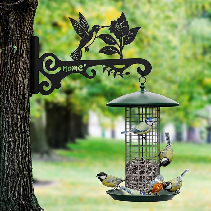 Hummingbird Decorative Metal Wall Plant Hanger Bracket, 8" Heavy Duty, 25 lbs Capacity