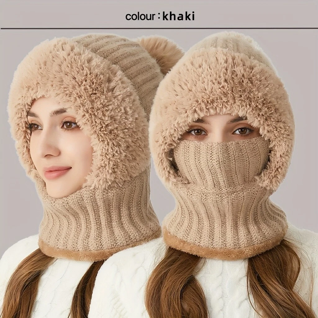 Women's Winter Warm Fleece Knitted Hat and Scarf 