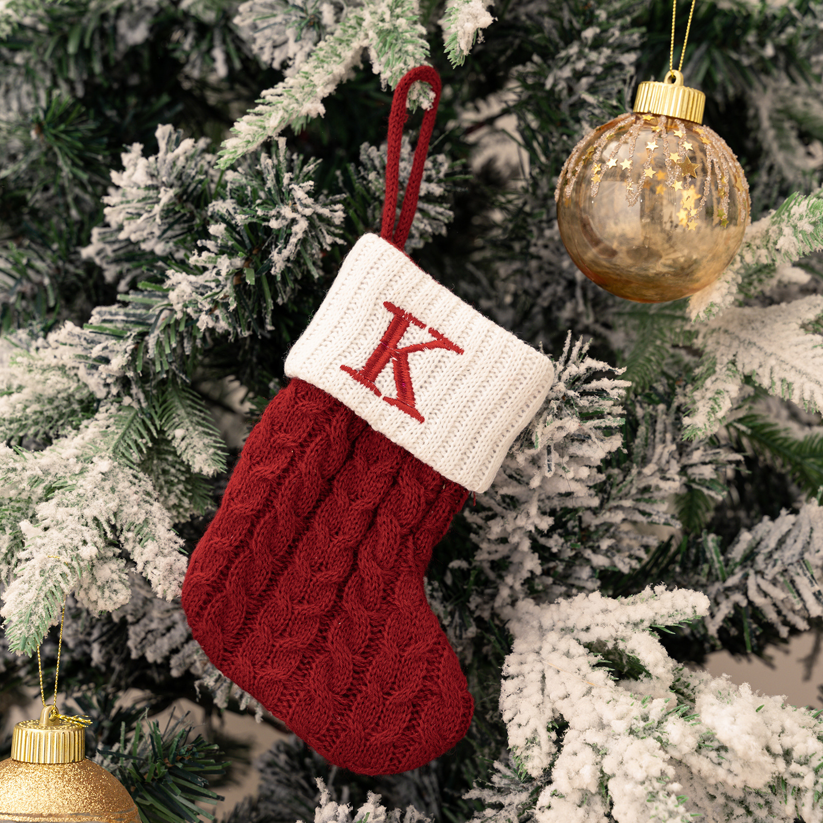 Purely Hand Knitted Christmas  Monogram Socks