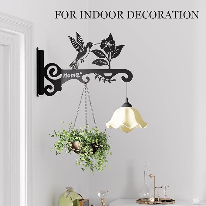 Hummingbird Decorative Metal Wall Plant Hanger Bracket, 8" Heavy Duty, 25 lbs Capacity