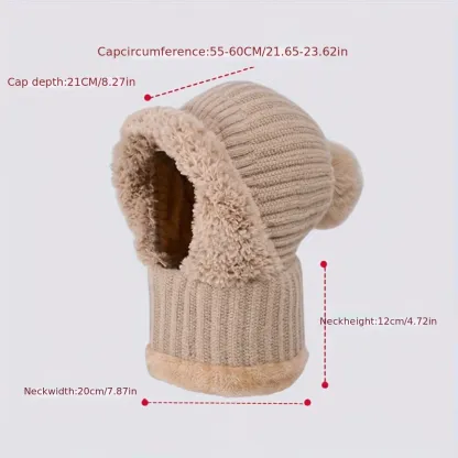 Women's Winter Warm Fleece Knitted Hat and Scarf 