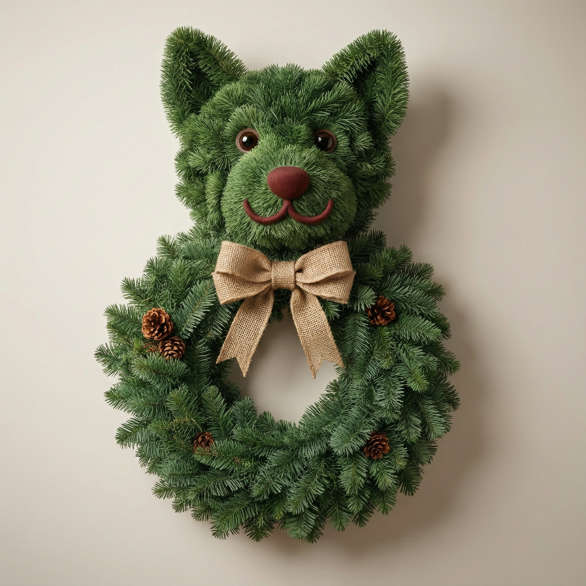 Perfect Puppy Christmas Evergreen Wreath