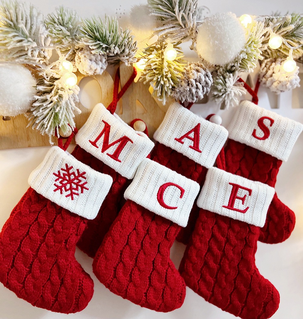 Purely Hand Knitted Christmas  Monogram Socks