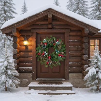 Holiday Pine Wreath with Pinecones & Red Berries – Classic Christmas Door & Wall Decoration (16")