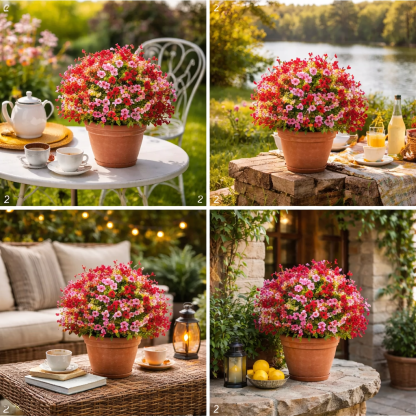 2Packs Outdoor Artificial Flower Ball Garden Stakes – Waterproof,Windproof,UV Resistant Outdoor Faux Floral Decor
