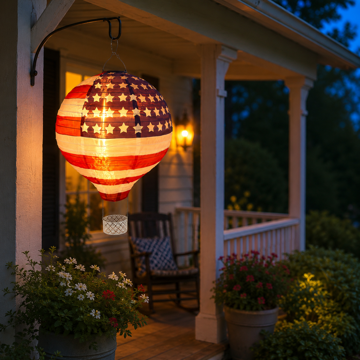 Hot Air Balloon Solar Lantern with Flickering Flame Light