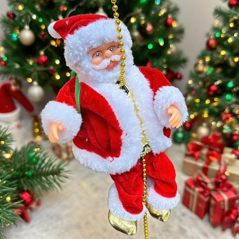 Climbing Santa Claus With Light Music