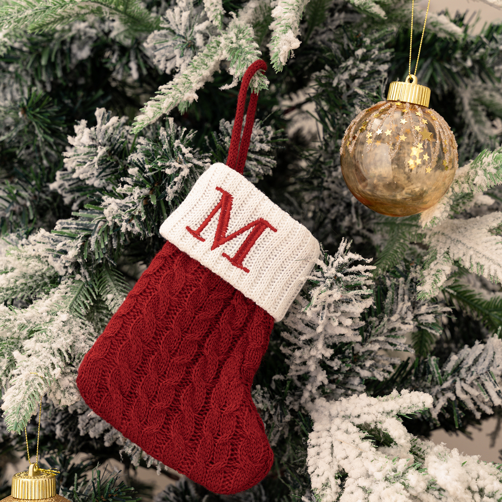 Purely Hand Knitted Christmas  Monogram Socks