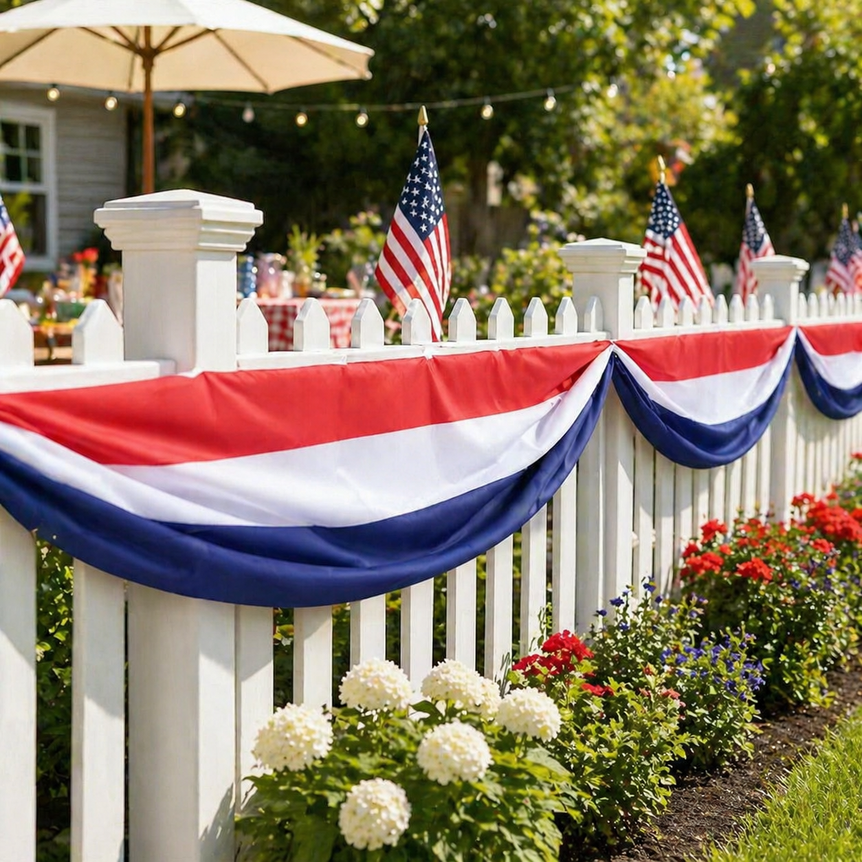 Large Patriotic US Flag Bunting Decorations