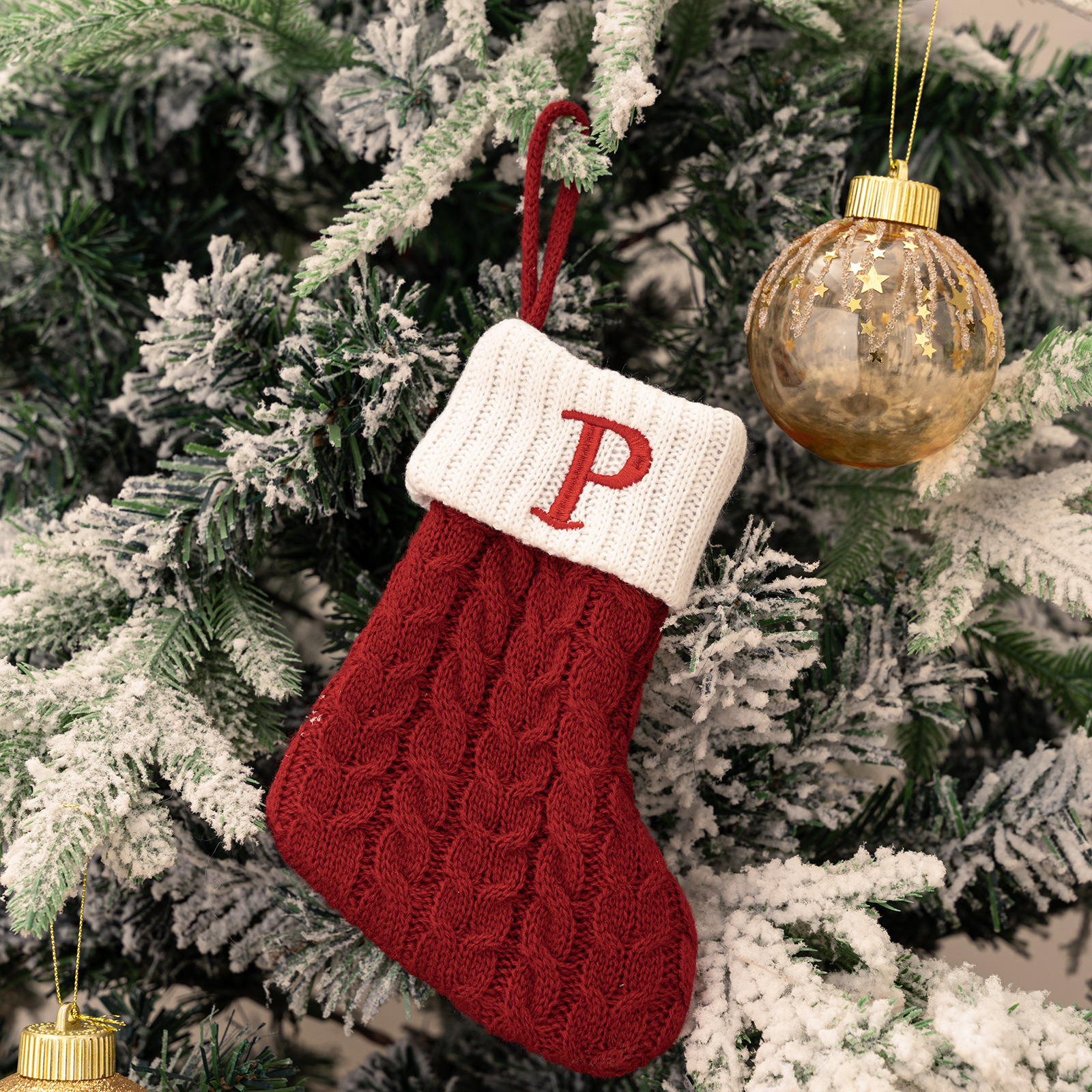 Purely Hand Knitted Christmas  Monogram Socks