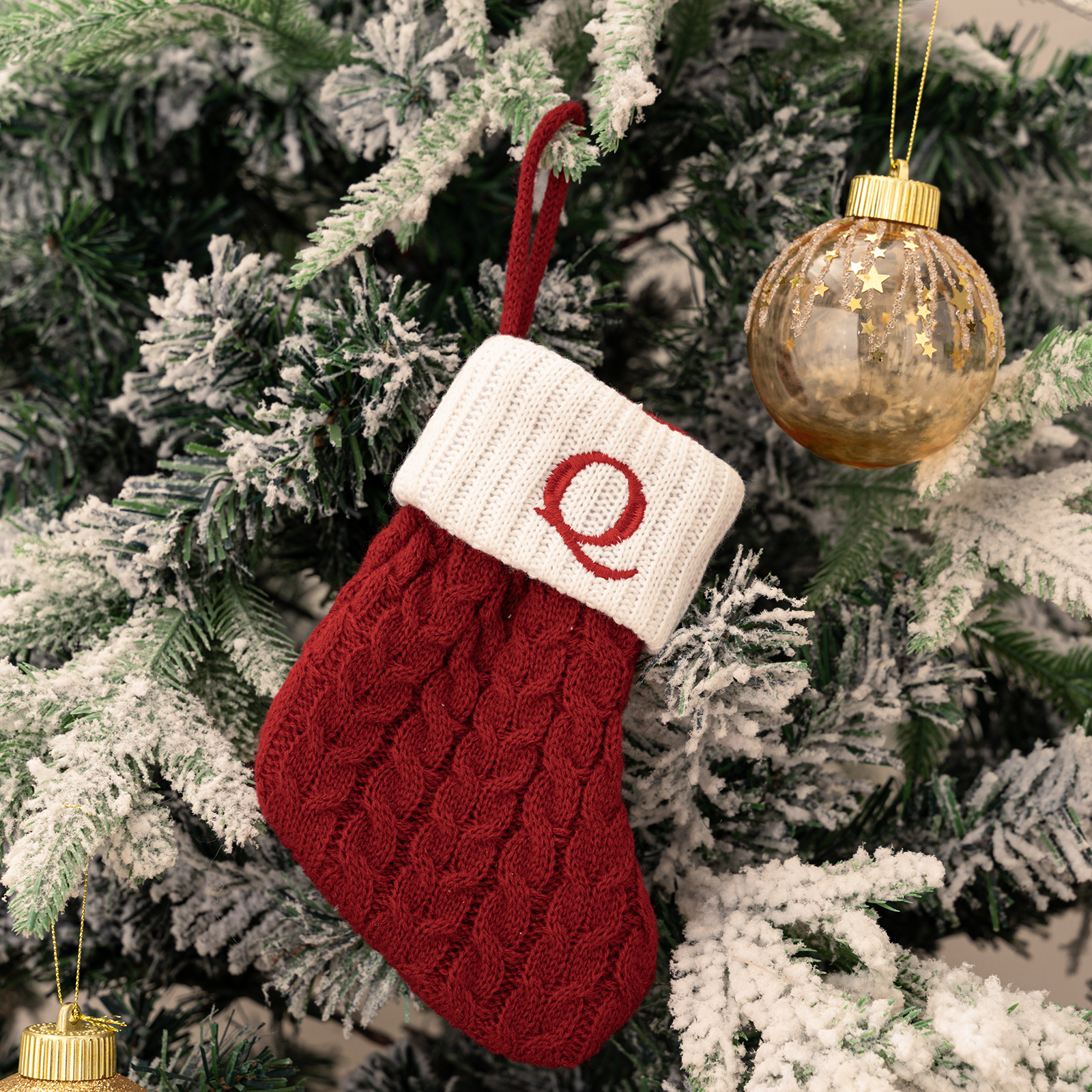 Purely Hand Knitted Christmas  Monogram Socks