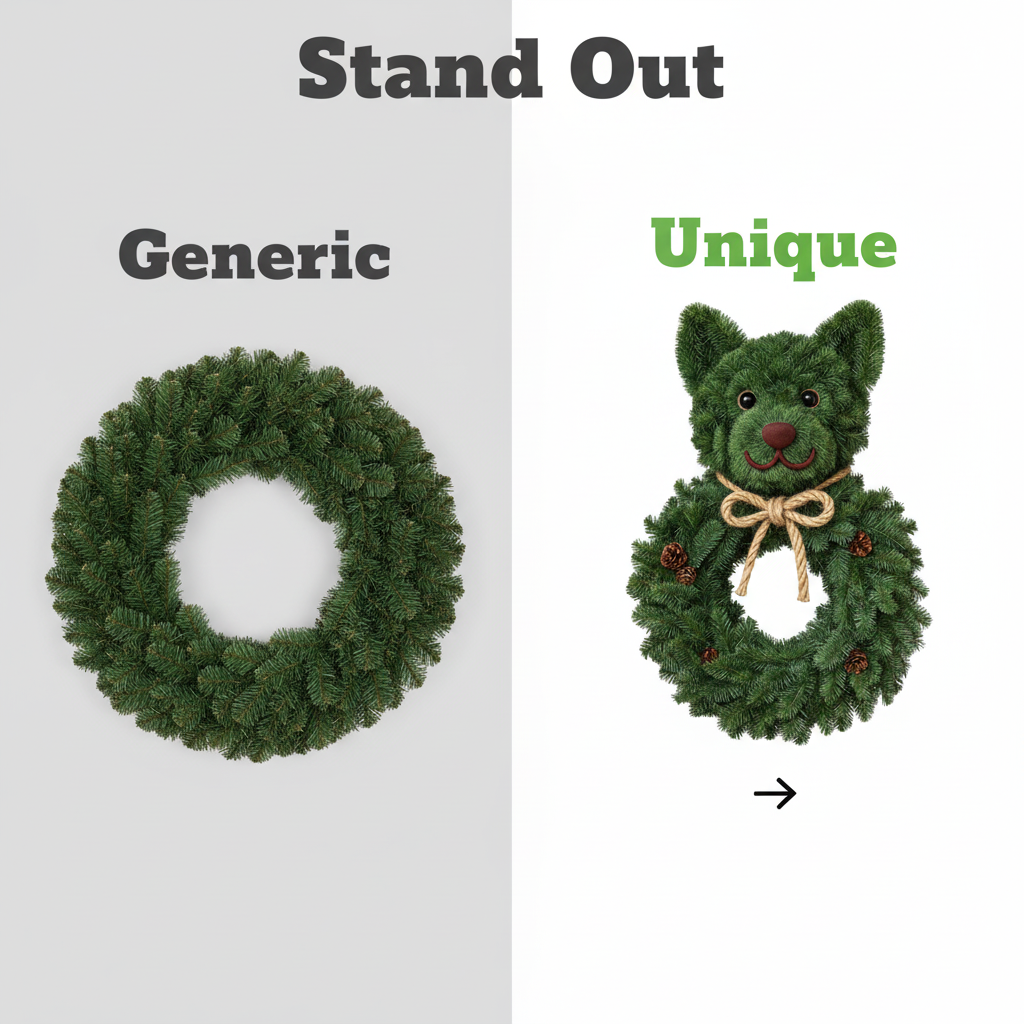 Perfect Puppy Christmas Evergreen Wreath