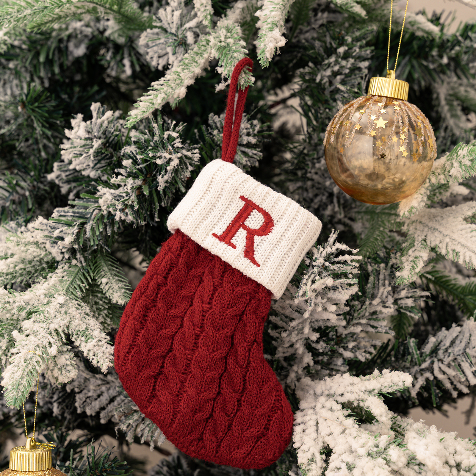 Purely Hand Knitted Christmas  Monogram Socks