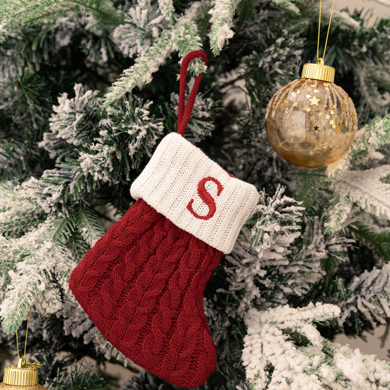 Purely Hand Knitted Christmas  Monogram Socks