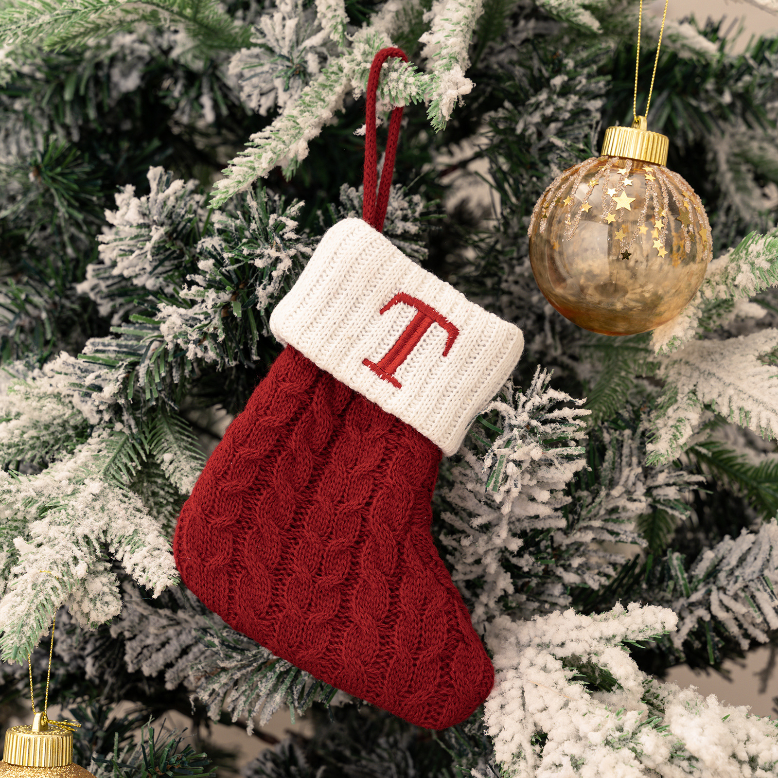 Purely Hand Knitted Christmas  Monogram Socks