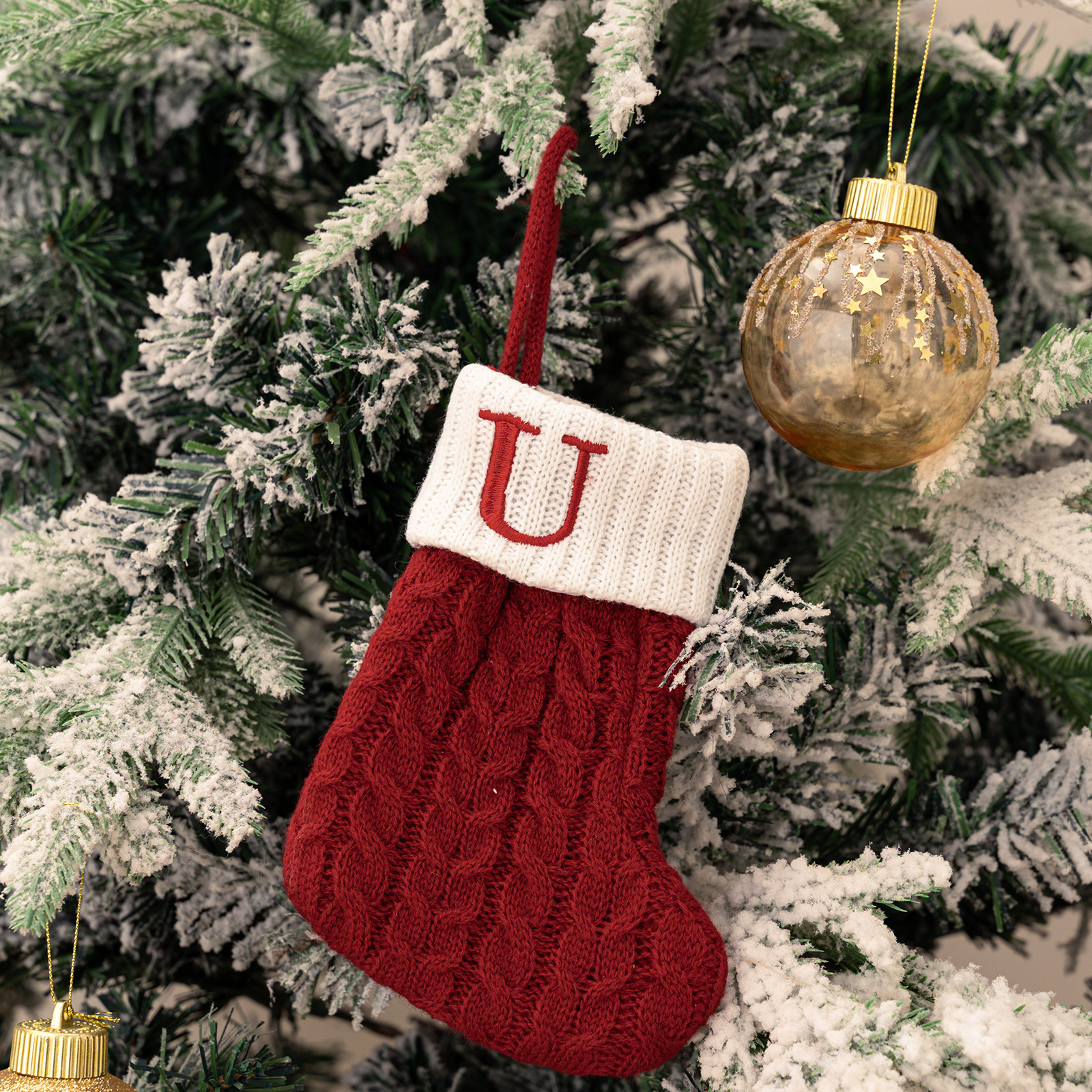 Purely Hand Knitted Christmas  Monogram Socks
