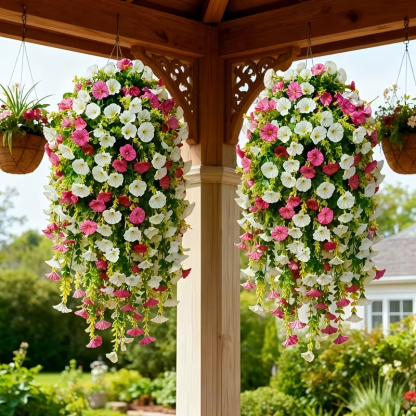 Artificial Faux Hanging Flowers Plants - UV resistant, Waterproof, Windproof , No watering , No wilting 