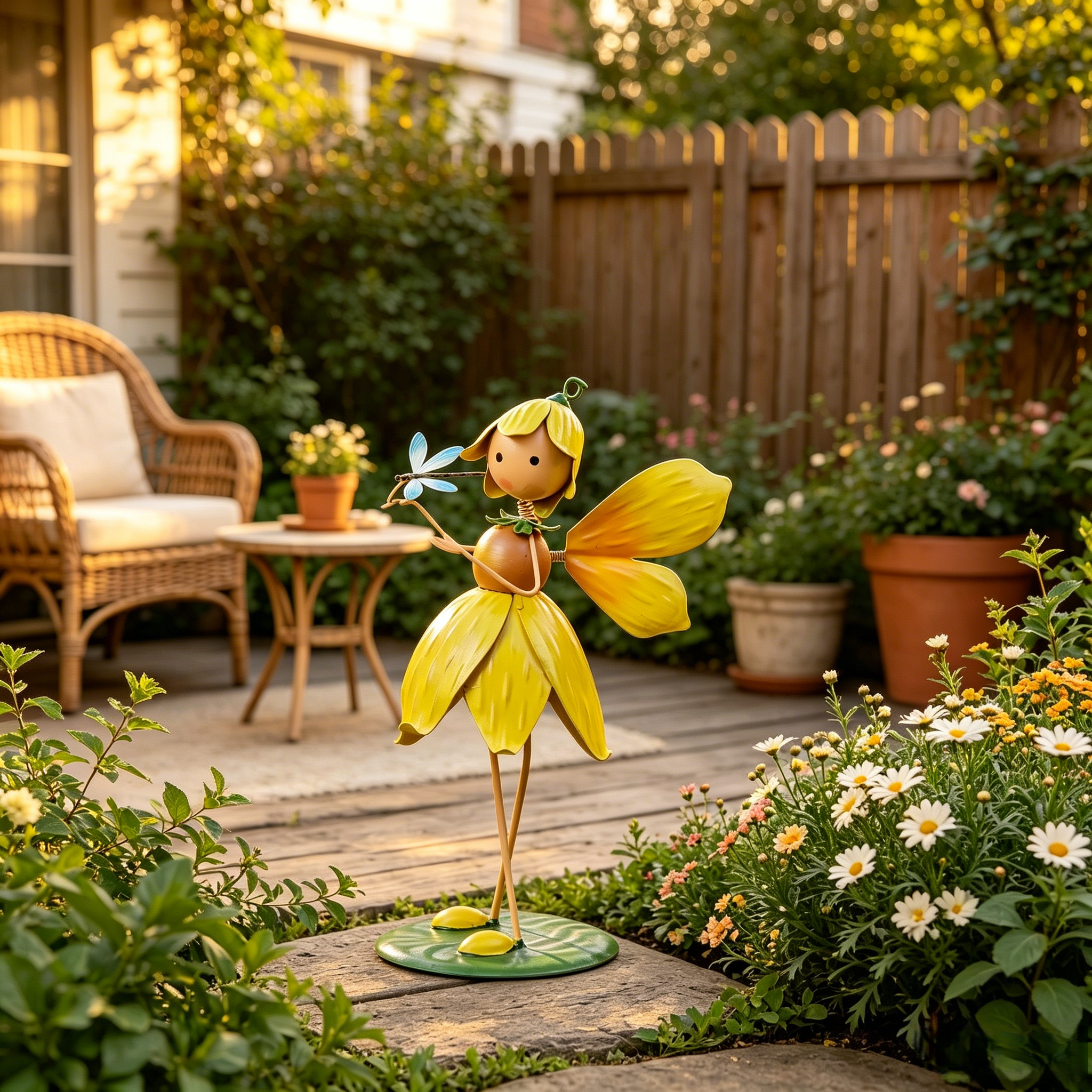 Flower Fairy Garden Wrought Iron Ornament
