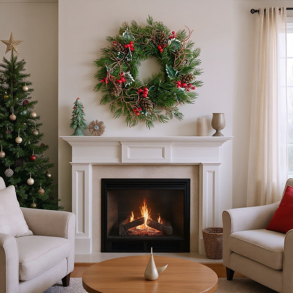 Holiday Pine Wreath with Pinecones & Red Berries – Classic Christmas Door & Wall Decoration (16")