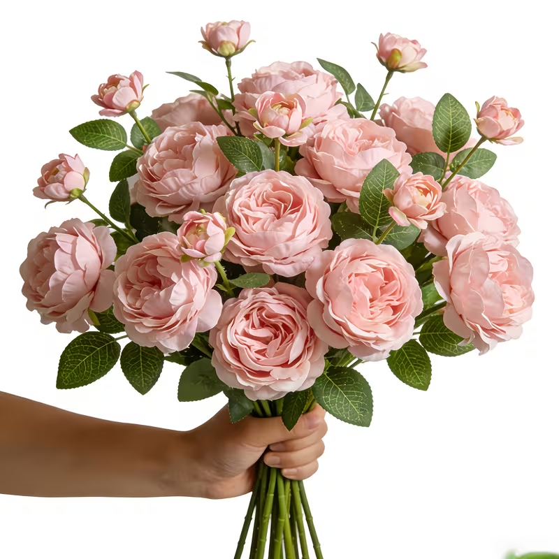 Real Touch 3-Head Peony Stems – Ultra Lifelike Full Bloom Artificial Flowers