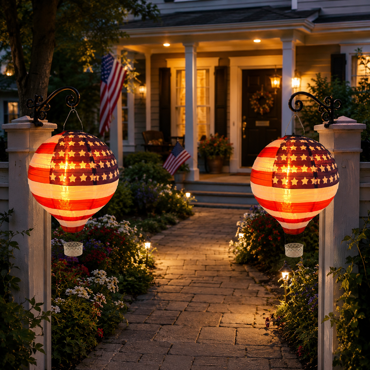 Hot Air Balloon Solar Lantern with Flickering Flame Light