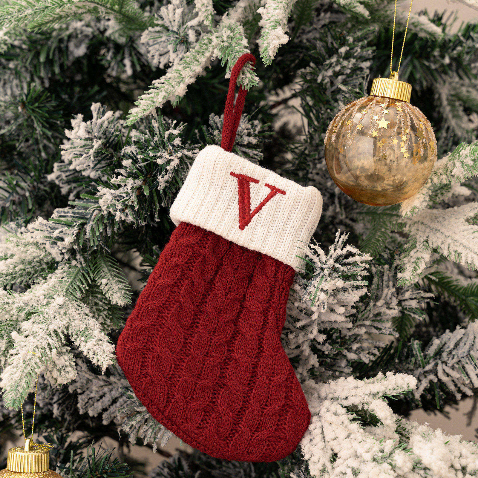 Purely Hand Knitted Christmas  Monogram Socks