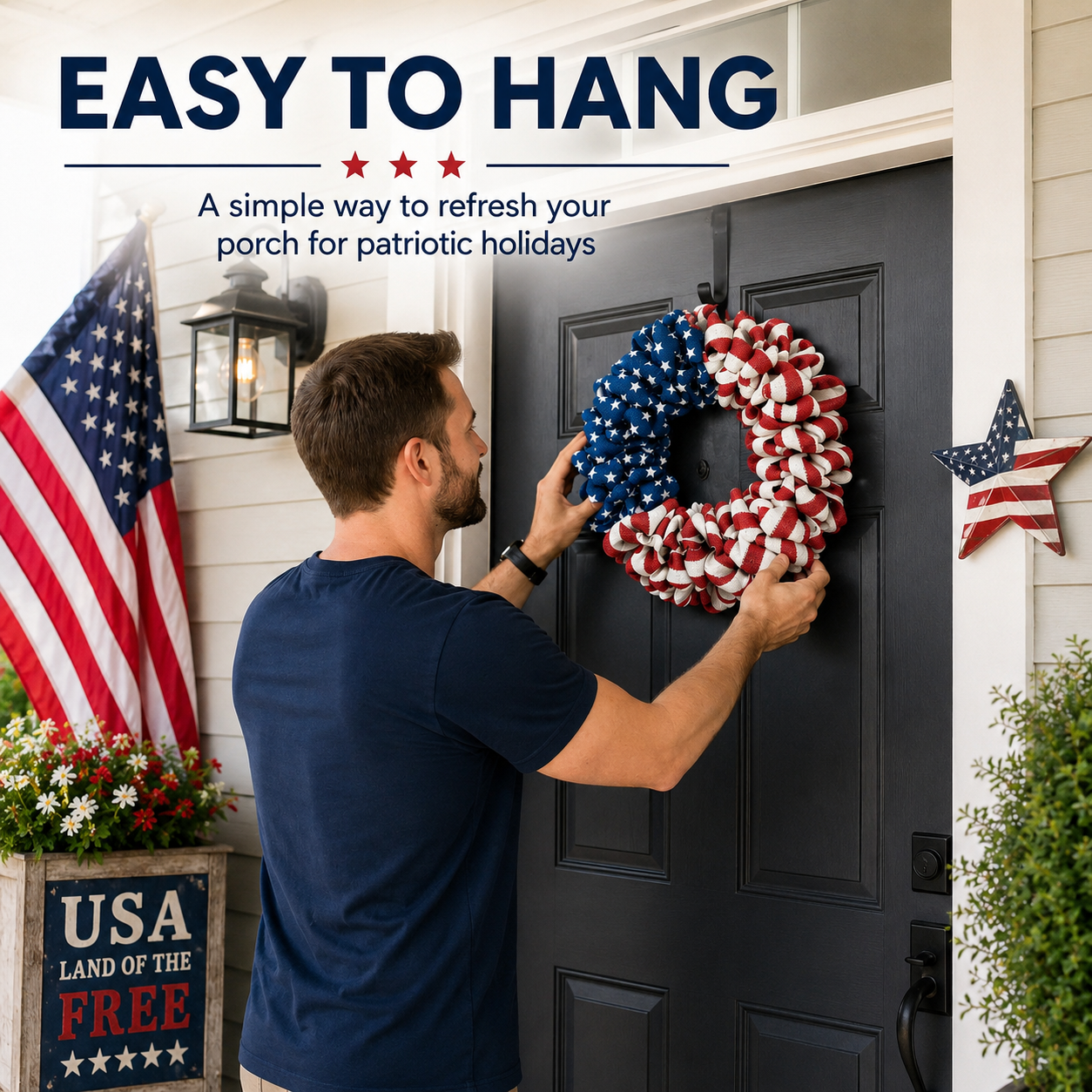Patriotic 4th of July Burlap Wreath