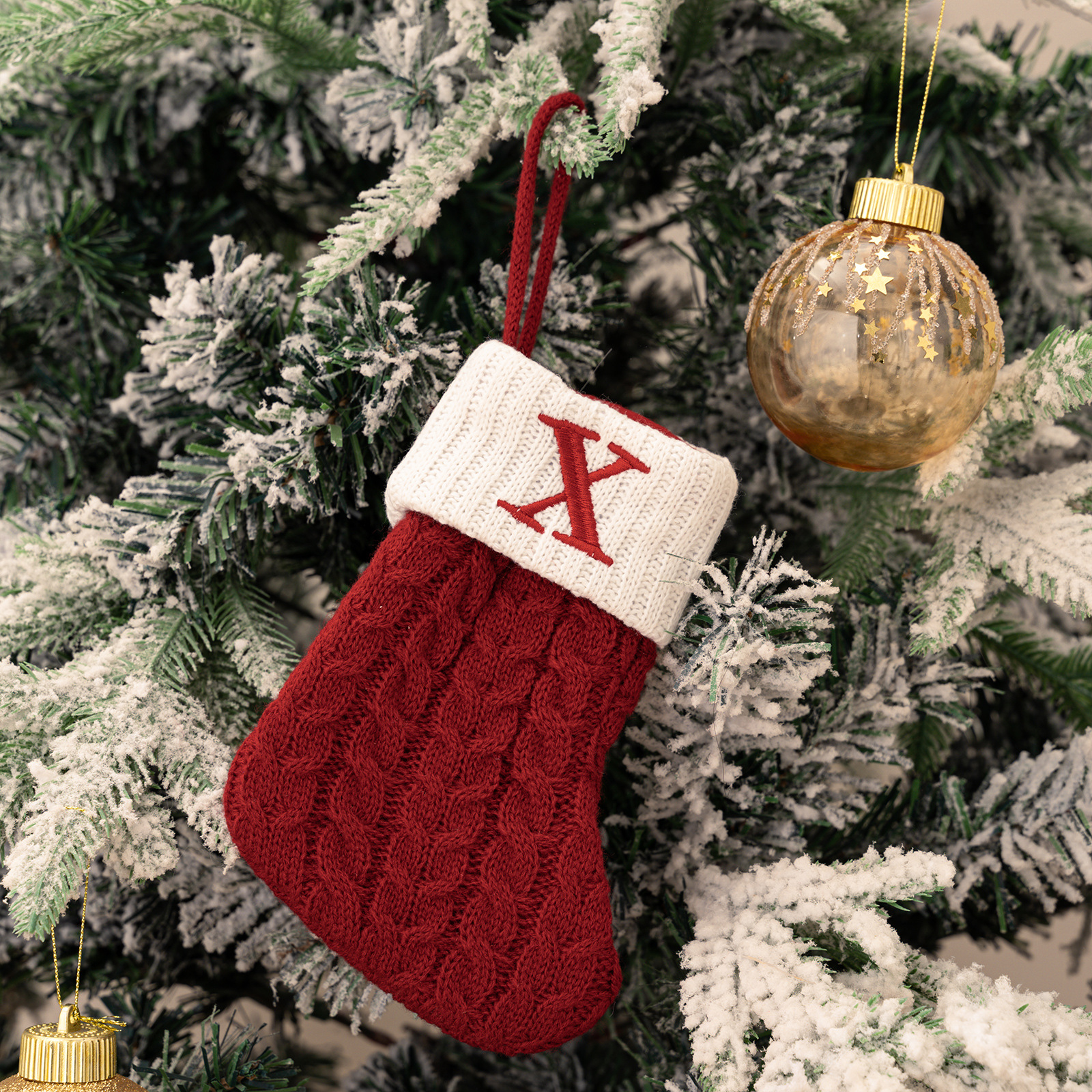 Purely Hand Knitted Christmas  Monogram Socks