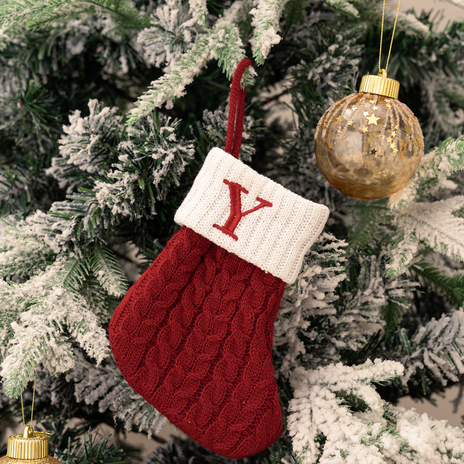 Purely Hand Knitted Christmas  Monogram Socks