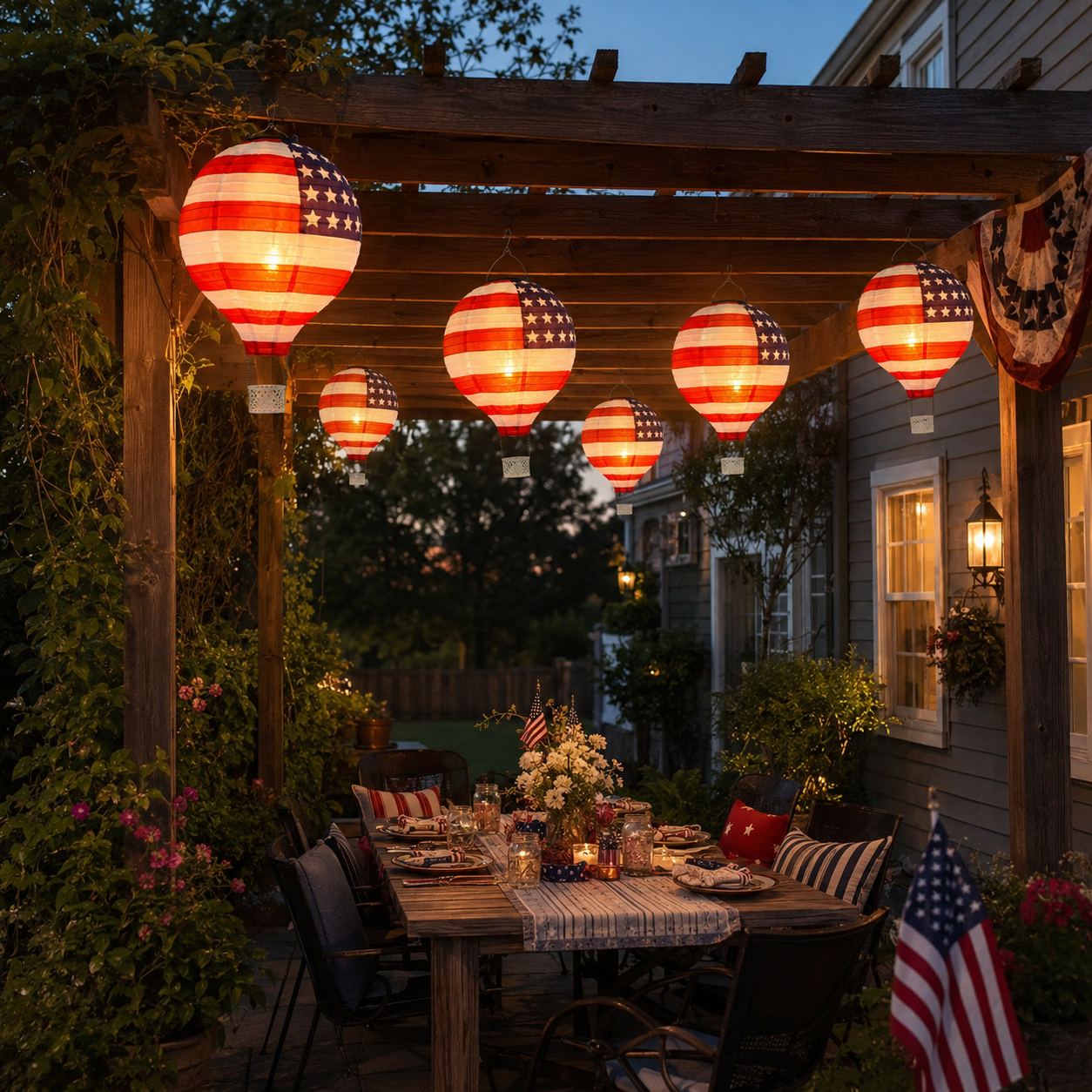 Hot Air Balloon Solar Lantern with Flickering Flame Light