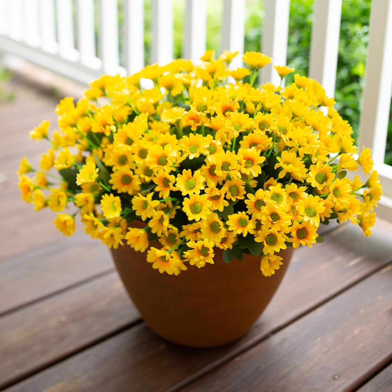 Artificial Mums Flowers for Outdoors Fall Autumn Decoration - UV resistant, Waterproof, Windproof