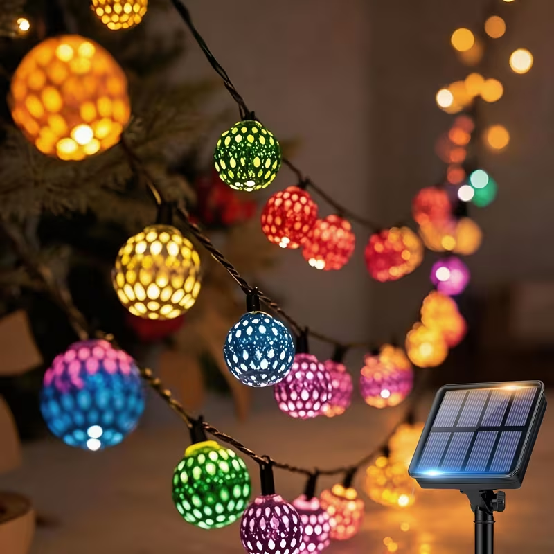 Solar Gold Moroccan String Lights – 8 Lighting Modes,Waterproof ,