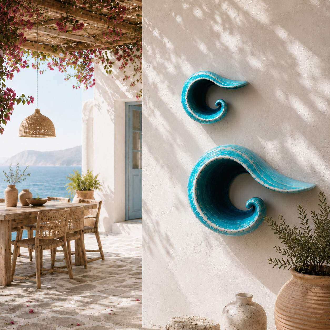 Sculptural Ocean Wave Floating Shelf