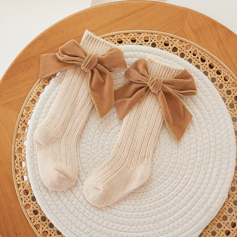 🎄Early Christmas Sale❄️Soft Cotton Knit Baby Girl Knee-High Bow Socks