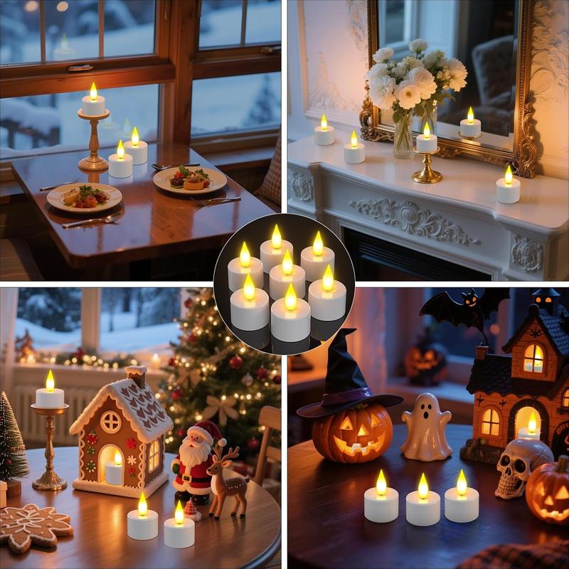 12 Pcs Rechargeable Tea Lights with Remote Timer and Charging Base