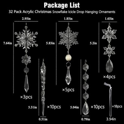 On Sale🔥Set of 18 pcs Hanging Acrylic Snowflake Icicle Ornaments with Drop Pendants
