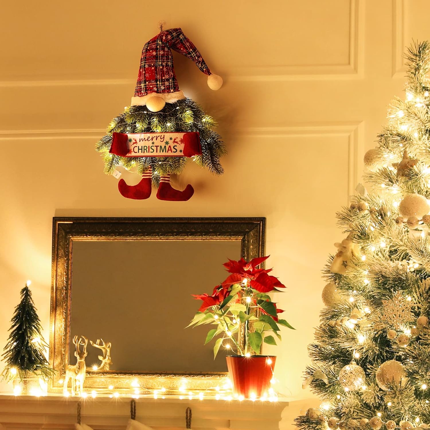 🎄Early Christmas Sale 49% OFF✨💖Adorable Christmas Gnome Wreath with 50LED Lights